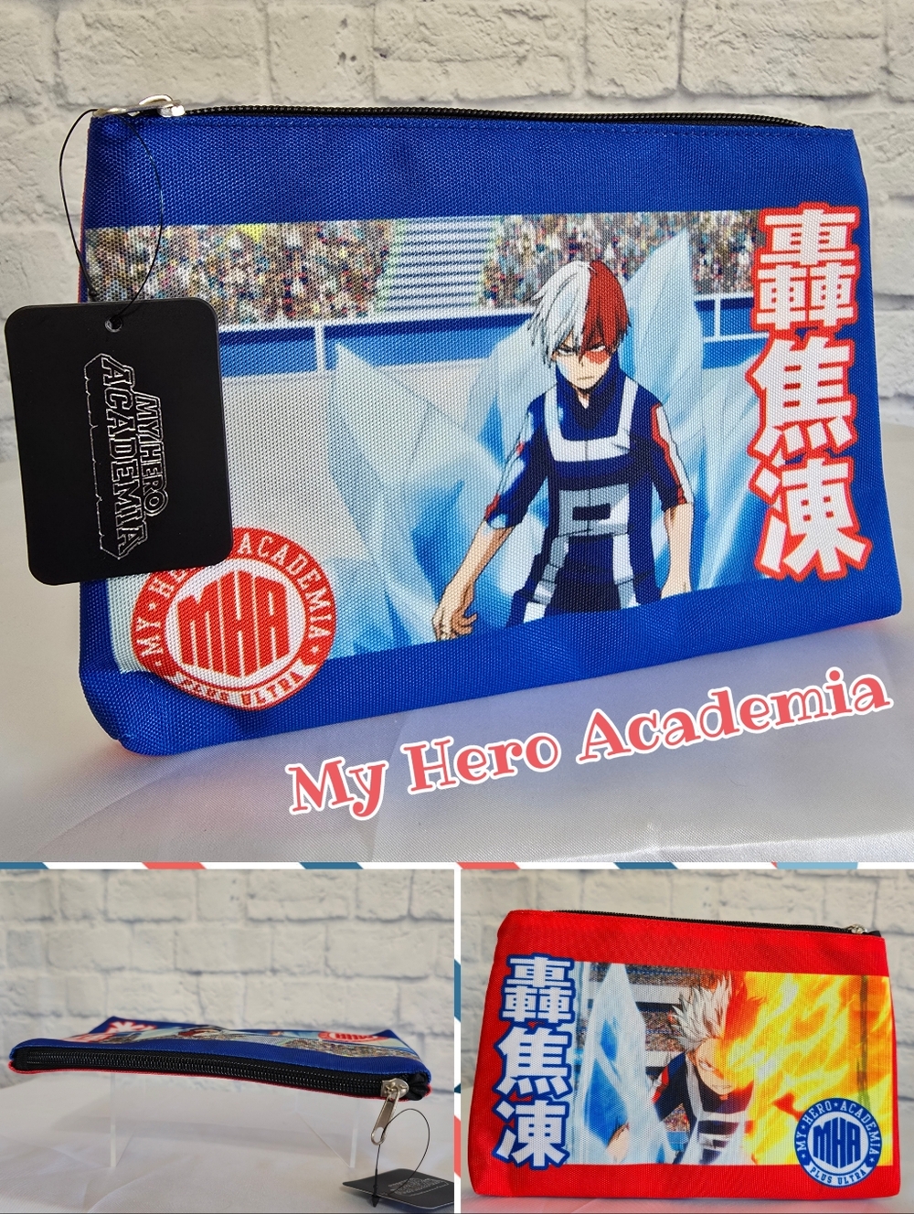 My Hero Academia Anime Shoto Todoroki Character Blue Canvas Travel Pouch Bag New